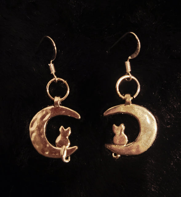 Silver Cat Earrings